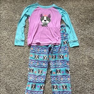 Charming Dog Print Kids Pajama Set - Purple and Blue